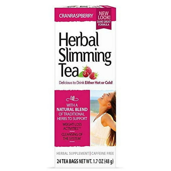 21st Century, Herbal Slimming Tea, Cranraspberry, Caffeine Free, 24 Tea Bags, 1.7 oz (48 g) Pack of 2