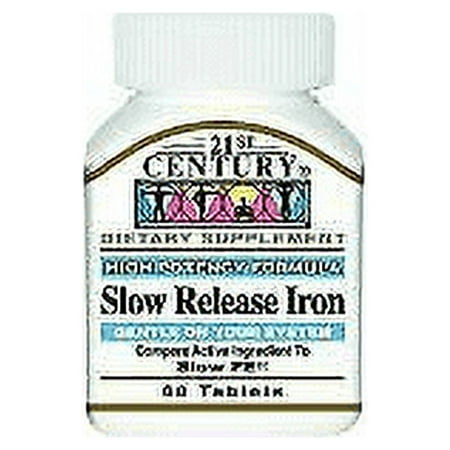 21st Century Slow Release Iron High Potency, Gluten Free, 60ct, 2-Pack