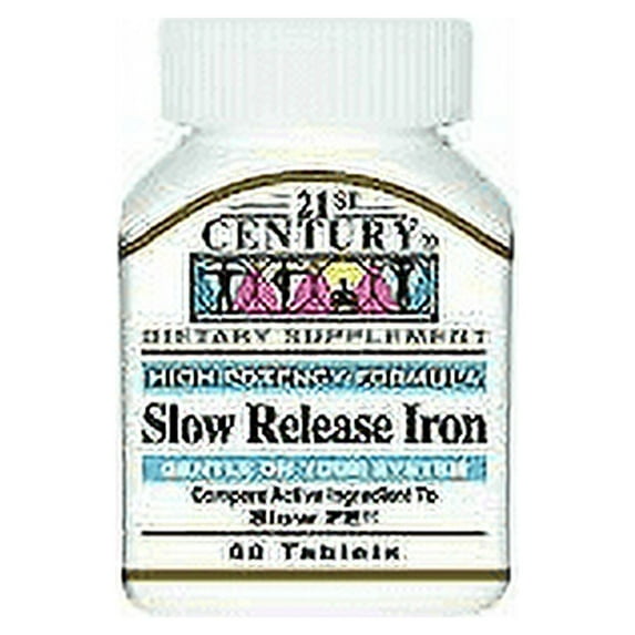 21st Century Slow Release Iron High Potency, Gluten Free, 60ct, 2-Pack