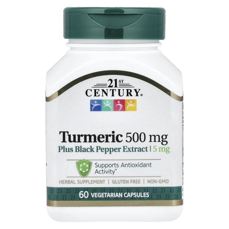 21st Century Turmeric Plus Black Pepper Extract, 500 mg, 60 Vegetarian Capsules