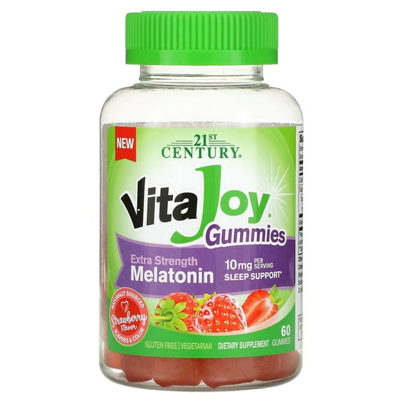 21st Century VitaJoy Melatonin Gummies, Strawberry, 60 Gummies (5 mg per Gummy)