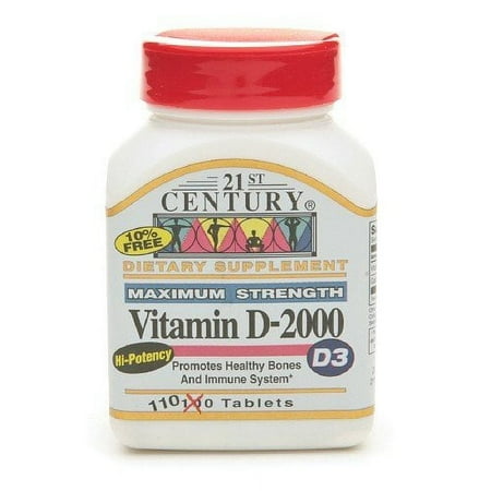 21st Century Vitamin D-2000, Maximum Strength D3 Tablets 110 ea Pack of 4