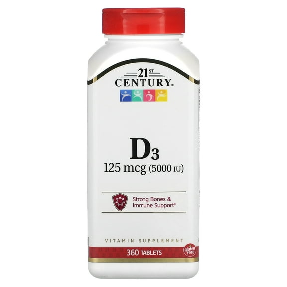 21st Century Vitamin D3, 125 mcg (5,000 IU), 360 Tablets