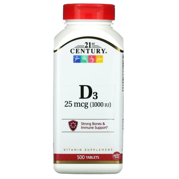 21st Century Vitamin D3, 25 mcg (1,000 IU), 500 Tablets