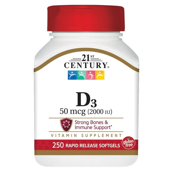 21st Century Vitamin D3, 50 mcg (2,000 IU), 250 Softgels