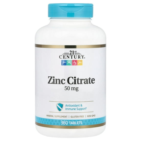21st Century Zinc Citrate, 50 mg, 360 Tablets