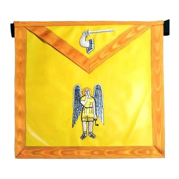 21st Degree Scottish Rite Apron - All Yellow with Gold Moire and Adjustable Gold-Plated Snake Fitting