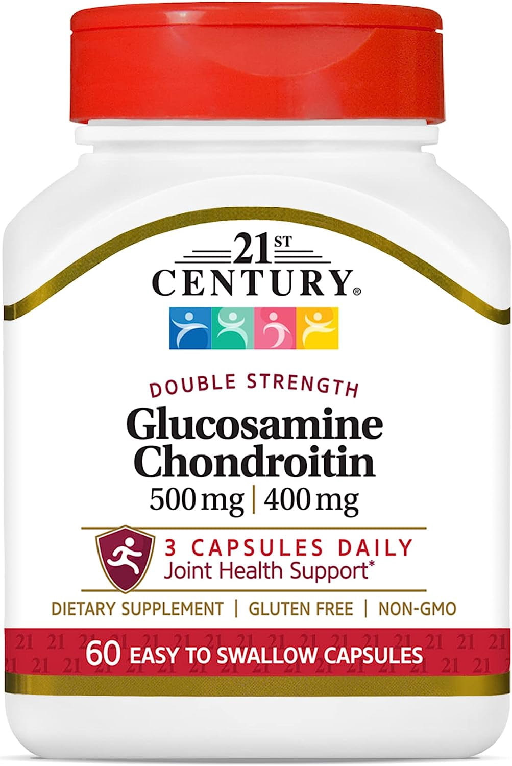 21st Glucosamine Chondroitin 500 mg/400 mg Capsules Century Double Strength, 60 Ct, 6 Pack