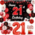 thumbnail image 1 of 21st birthday cake decoration, black and red for men and women, red and black background for 21st wedding anniversary, 1 of 6