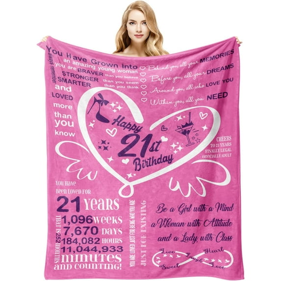 21st birthday gifts for her, 21 Year Old Birthday Gifts for Daughter Girls, Birthday Gifts Ideas for 21 Year Old Sister Bestie Girlfriend, 21st Birthday Gifts for Women, 21st Birthday Blanket 60"X50"