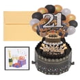 thumbnail image 1 of Uxcell 21th Birthday Card, Pop-Out Birthday Card Happy Birthday with Greeting Card and Envelope for Boy Women, Black Gold, 1 of 6