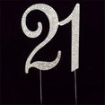 thumbnail image 1 of 21th Rhinestone Cake Topper - Silver, 1 of 1