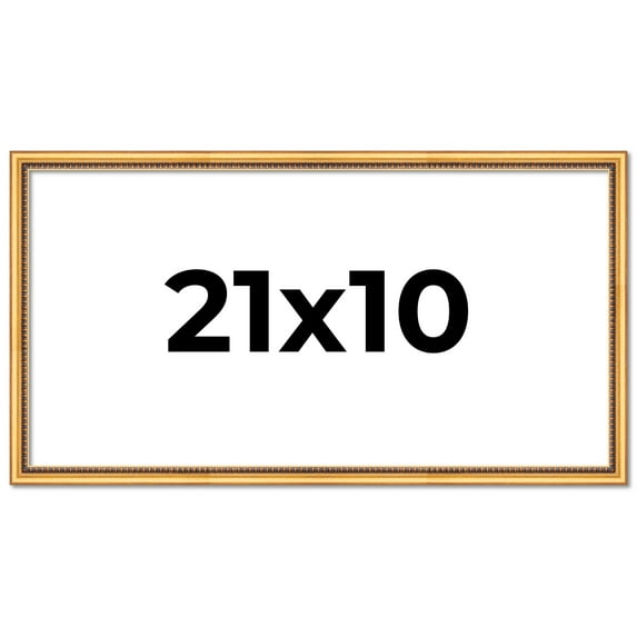 21x10 Frame Beaded Gold Solid Wood Picture Frame | 0.75 Inches Moulding Width | Liscio Oro