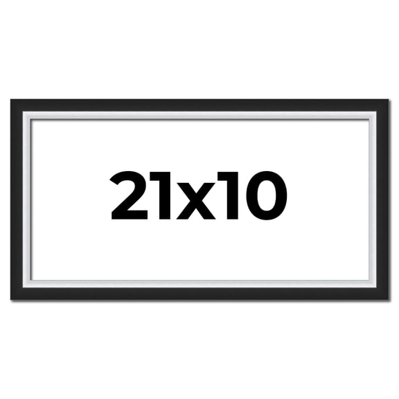 21x10 Frame Black & Silver Solid Wood Picture Frame Width 1.25 Inches | Interior Depth 0.75 Inches