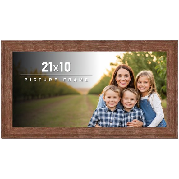 21x10 Frame Brown Distressed Barnwood Picture Frame | Rustic Farmhouse Photo Frame Includes UV