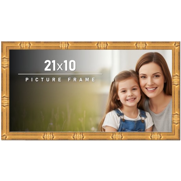 21x10 Frame Gold Bamboo Picture Frame - Complete Modern Photo Frame Includes UV Acrylic Shatter