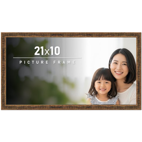 21x10 Frame Gold Solid Wood Picture Frame - Complete Modern Photo Frame Includes UV Acrylic