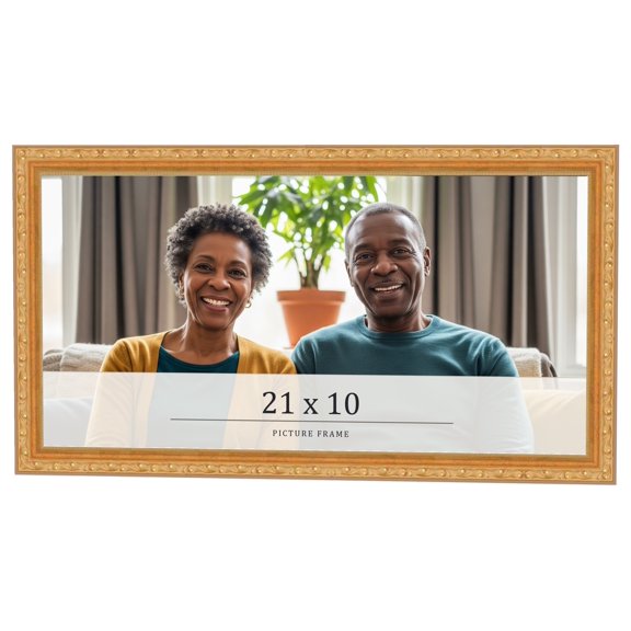 21x10 Frame Gold Solid Wood Picture Frame Width 1.125 Inches | Interior Frame Depth 0.375 Inches |