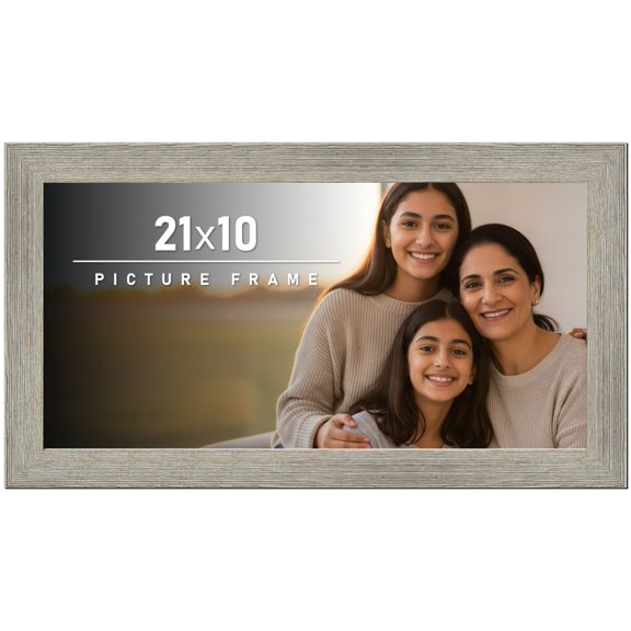 21x10 Frame Gray Barnwood Rustic Solid Wood Picture Frame | 1.5 Inch Moulding Width | Includes UV