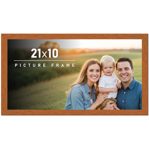 21x10 Frame Honey Pecan Brown Picture Frame - Modern Photo Frame Includes UV Acrylic Shatter Guard