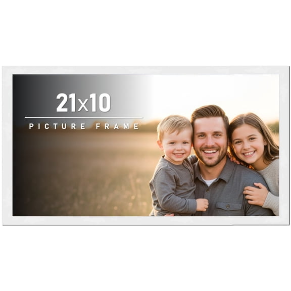 21x10 Frame White Solid Wood Picture Frame Includes UV Acrylic Shatter Guard Front, Acid Free Foam