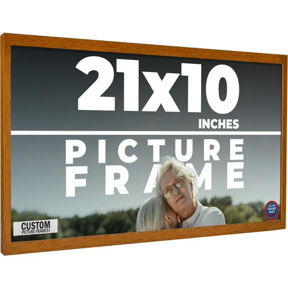 21x10 Honey Brown Real Wood Picture Frame Width 0.75 inches | Interior Frame Depth 0.5 inches |