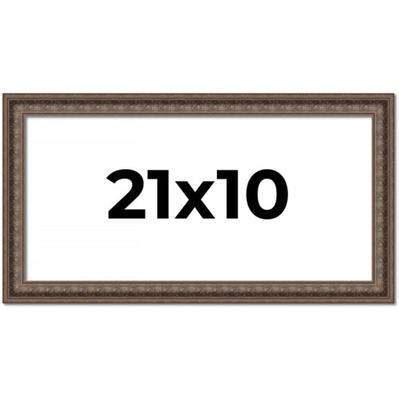 21x10 Ornate Brown Real Wood Picture Frame Width 1.5 Inches | Interior Frame Depth 0.5 Inches |