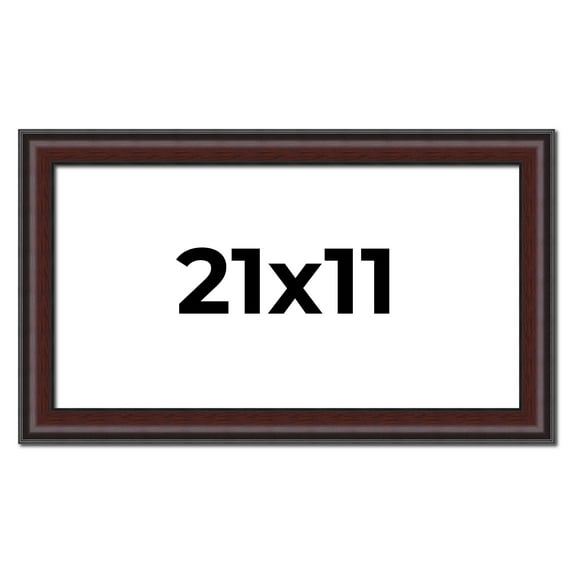21x11 Frame Brown Round Mahogany Solid Wood Picture Frame | 1.625 Inch Moulding Width | with UV