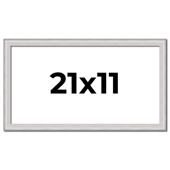 21x11 Frame Silver Inner Slope Bevel Picture Frame | 1 Inch Moulding Width | 0.75 Inch Rabbet Depth