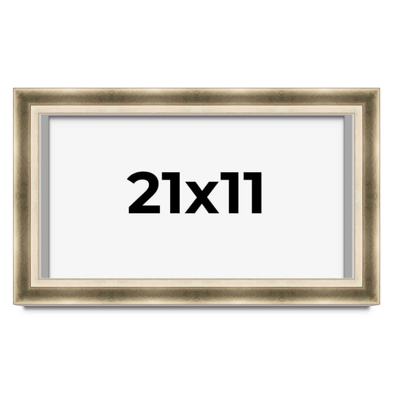 21x11 Shadow Box Frame Silver | 1.75 inches Deep Real Wood Traditional Shadowbox Display Frame | UV