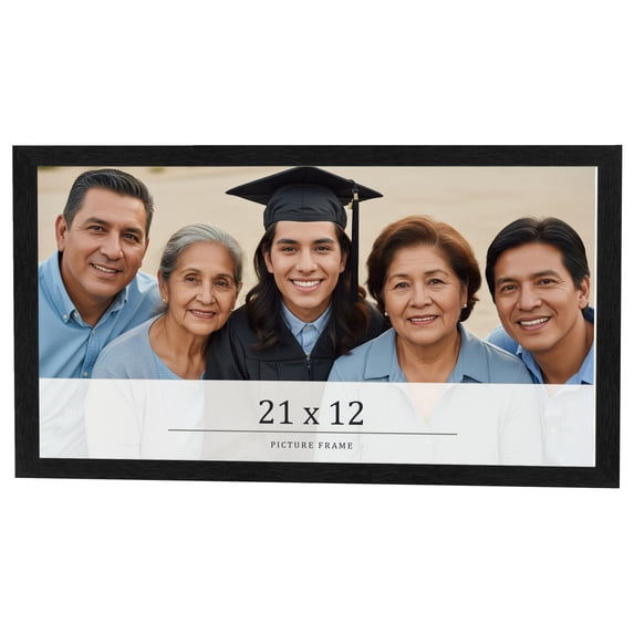 21x12 Frame Black Charcoal Grey Wood Textured Picture Frame | 0.75 Inch Moulding Width | Gunmetal