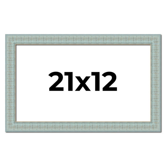 21x12 Frame Blue Teal Distressed Solid Wood Picture Frame | 1.625 Inch Moulding Width | Sonoma Blue