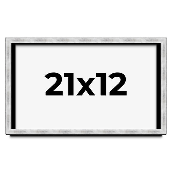 21x12 Frame Brushed Silver Solid Wood Picture Frame | 0.75 Inch Moulding Width | Rabbet Depth 0.75