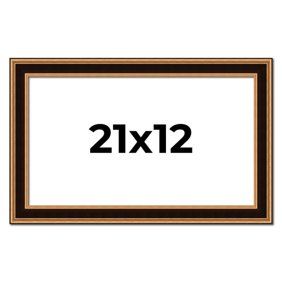 21x12 Frame Gold Brown Plein Air Vintage Solid Wood Picture Frame | 1.75 Inches Moulding Width |