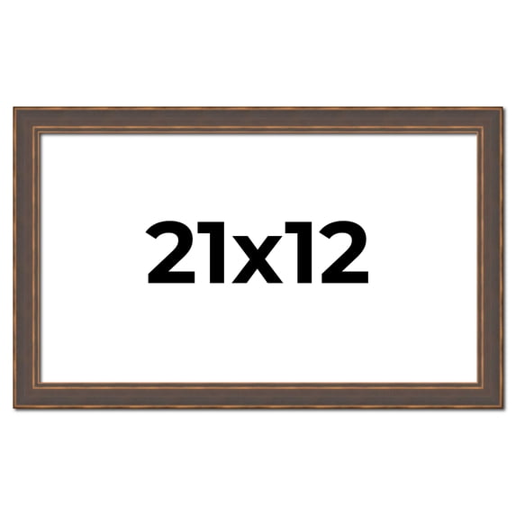 21x12 Frame Golden Caramel Solid Wood Bronze Picture Frame | 1.25 Inch Moulding Width | 0.5 Inch