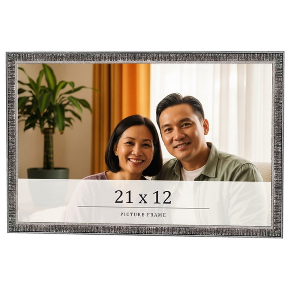 21x12 Frame Silver Grey Distressed Solid Wood Picture Frame | 0.75 Inch Moulding Width | Interior