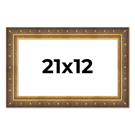 21x12 Frame Vintage Gold Solid Wood Picture Frame | 2.5 Inch Moulding Width | Ornate Bronze Museo