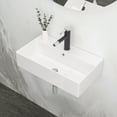 thumbnail image 1 of 21x12 Inch White Ceramic Rectangular Wall Mount Floating Bathroom Sink with Single Faucet Hole and Overflow , Modern Ceramic Countertop Sink for Small Bathroom, Laundry Room, White, 1 of 9