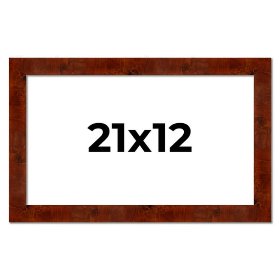 21x12 Walnut Brown Veneer Real Wood Picture Frame Width 1.75 inches | Interior Frame Depth 0.5