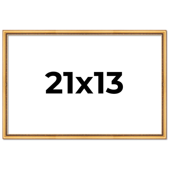 21x13 Frame Beaded Gold Solid Wood Picture Frame | 0.75 Inches Moulding Width | Liscio Oro