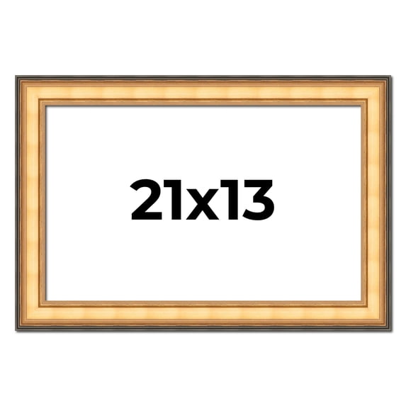 21x13 Frame Gold Plein Aire Solid Wood Picture Frame Width 2 Inches | Interior Frame Depth 0.5
