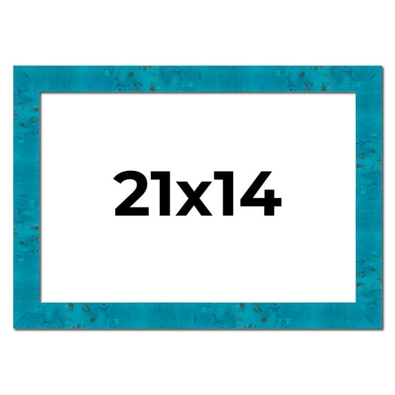 21x14 Frame Blue Teal Burl Wood Picture Frame | 1.75 Inch Moulding Width | Interior Frame Depth 0.5
