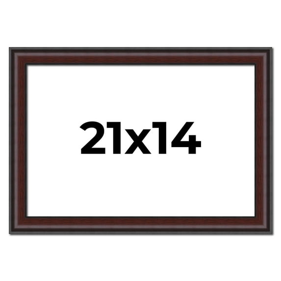 21x14 Frame Brown Round Mahogany Solid Wood Picture Frame | 1.625 Inch Moulding Width | with UV