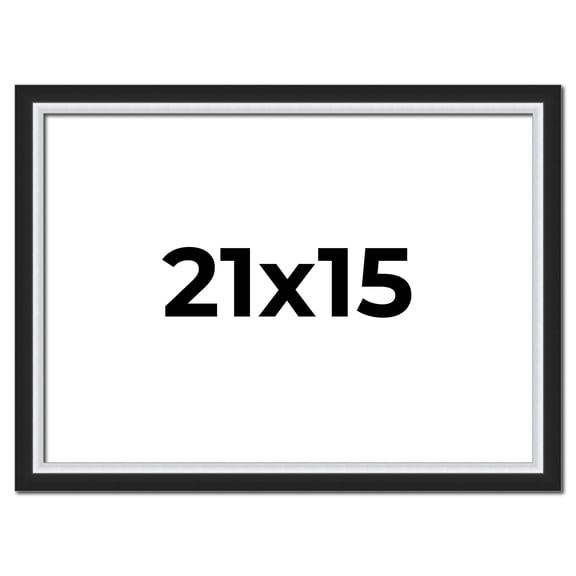 21x15 Frame Black & Silver Solid Wood Picture Frame Width 1.25 Inches | Interior Depth 0.75 Inches