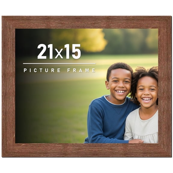 21x15 Frame Brown Distressed Barnwood Picture Frame | Rustic Farmhouse Photo Frame Includes UV