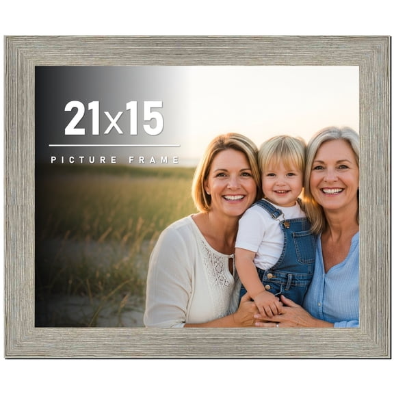 21x15 Frame Gray Barnwood Rustic Solid Wood Picture Frame | 1.5 Inch Moulding Width | Includes UV