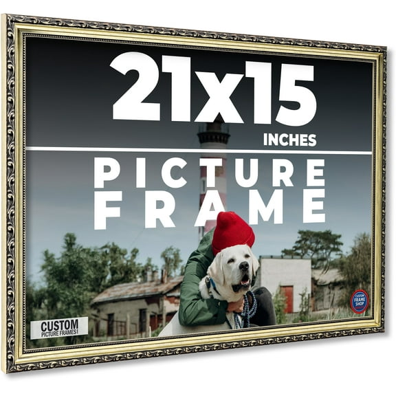 21x15 Frame Silver Solid Wood Picture Frame Width 1.125 Inches | Interior Frame Depth 0.375 Inches