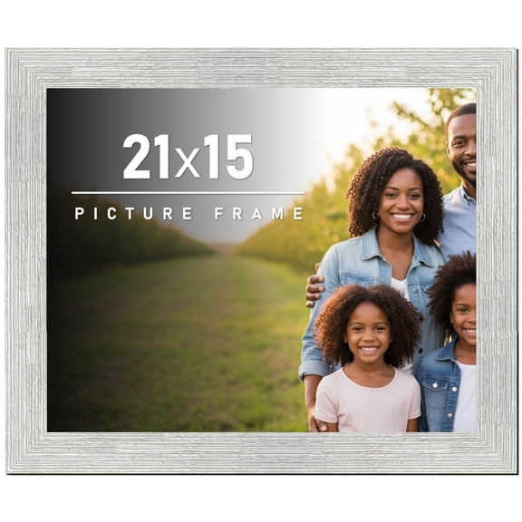 21x15 Frame White Barnwood Picture Frame - Modern Photo Frame Includes UV Acrylic Shatter Guard