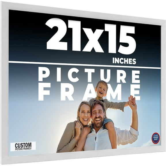 21x15 Frame White Solid Wood Picture Frame Includes UV Acrylic Shatter Guard Front, Acid Free Foam