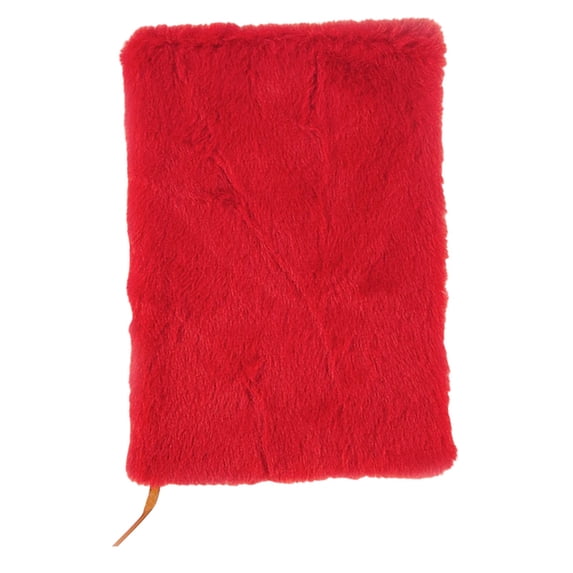 21x15cm Fluffy Plush Faux Fur Lined Notebook, 160 Pages Journal For Women, Soft Fuzzy Cover Notebook For Writing Diary, Cute Stationery Gift For Office, Red